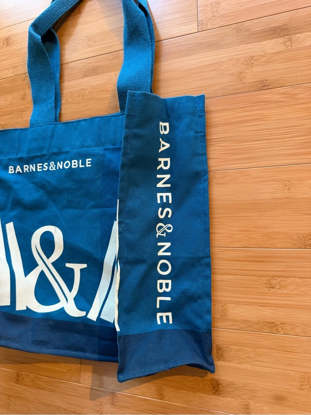 Barnes & Noble Blue Canvas Tote with interior pockets